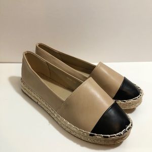 Nude Color Blocked Espadrille Flats